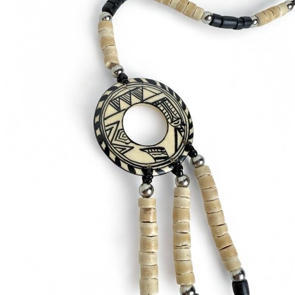 Vintage Tribal Style Multi-Strand Necklace – Wood, Bone, Stone & Resin Beads - Picture 5 of 7